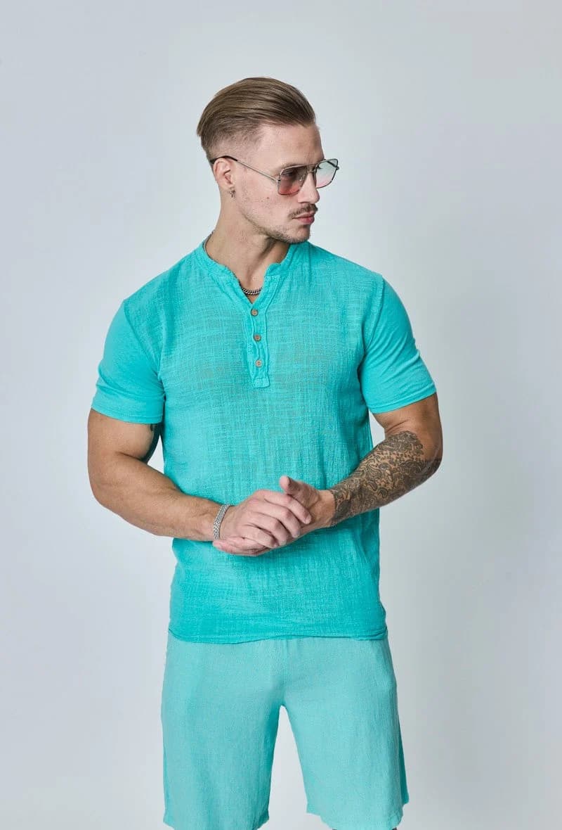 Cherolini Linnen Set Turquoise